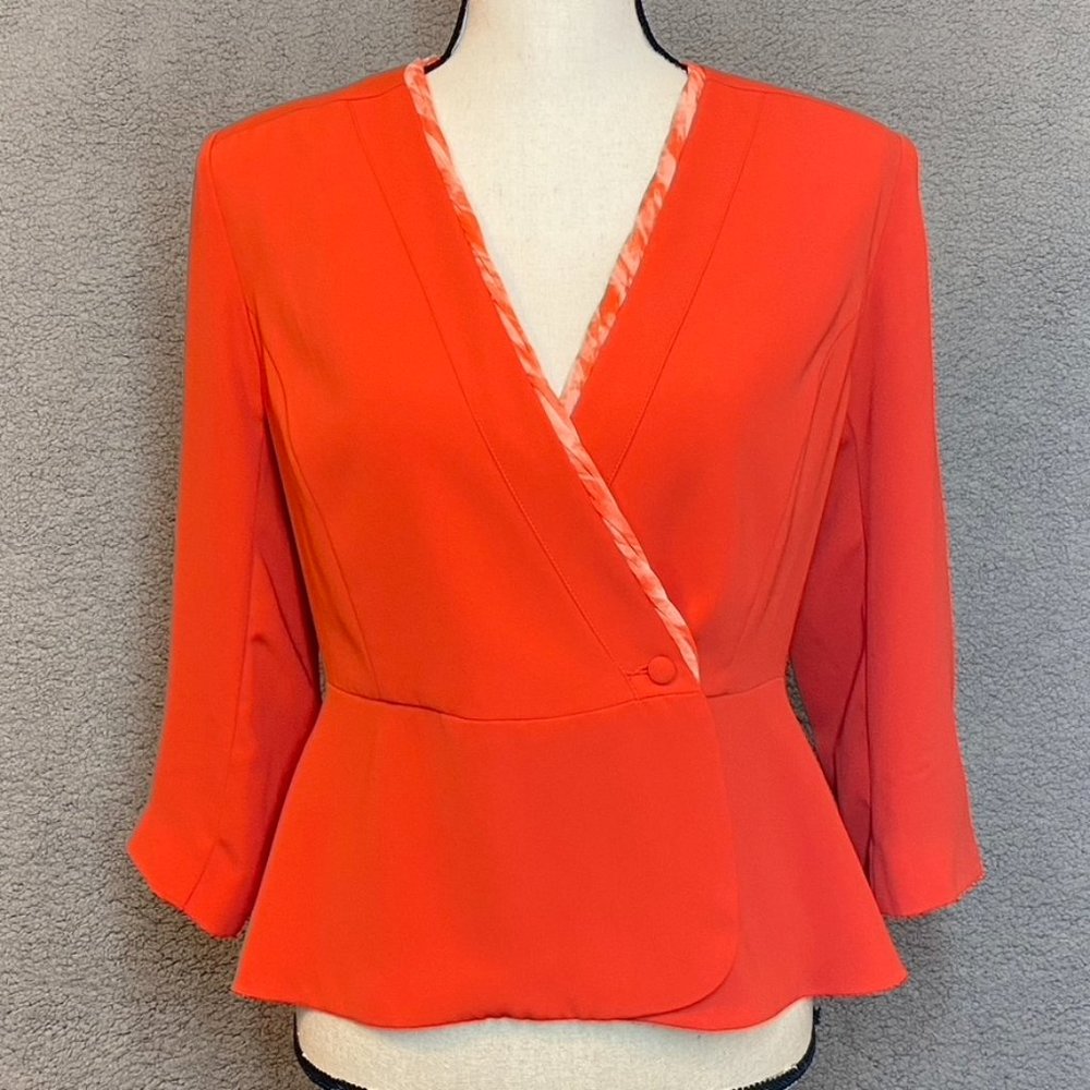 CAbi Jane Jacket Wrap Blazer Grenadine Chiffon Crossover Coat - Size 4 NEW